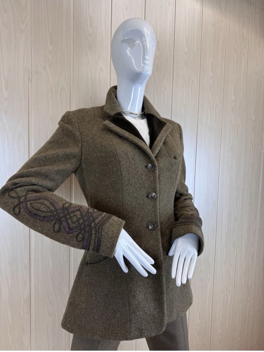 RALPH LAUREN Brown Wool Jacket with Embroideries Size 2